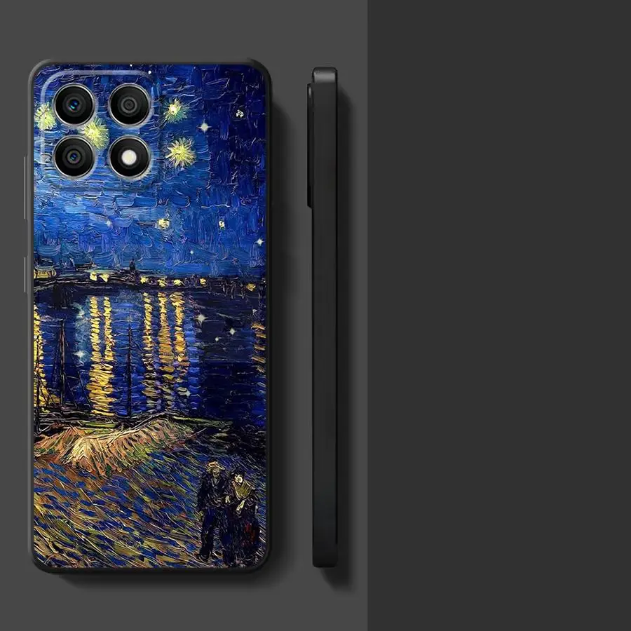 Van Gogh Starry Night Black Soft Phone Case Cover