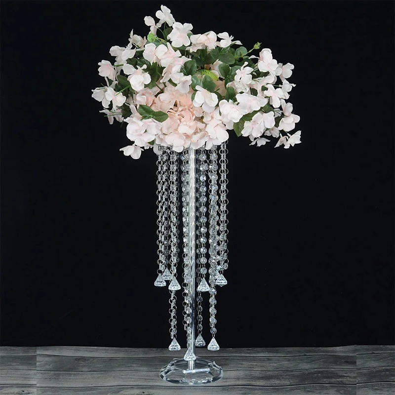 

Flower Vase Acrylic Flower Rack Pillar Crystal Pendants Vases Wedding Table Centerpiece Party Event Road Lead Home Decor 10pcs