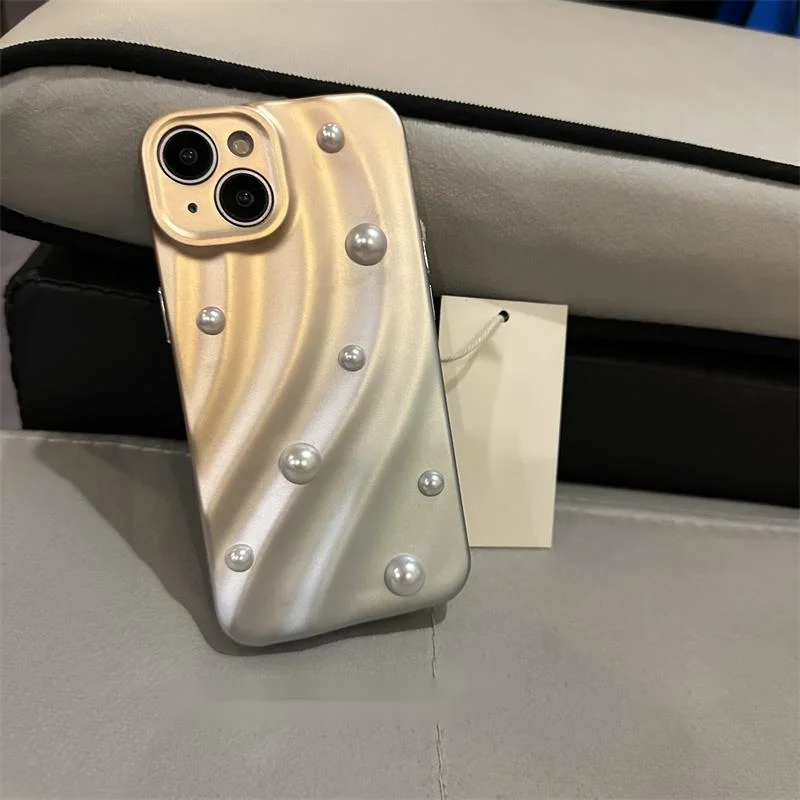 Faltige Perle Mädchen Herz Herbst/Winter Luxus Geeignet für iPhone 15 Telefon Fall 14 Pro Personalisierte 12 Vielseitig 11/13_voghion.com