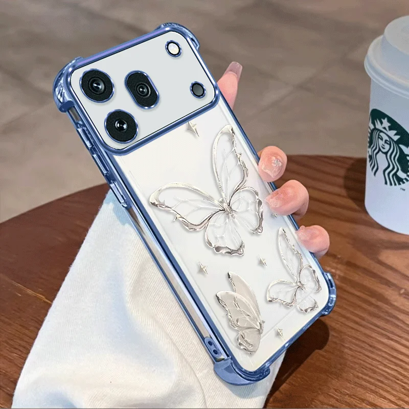 Butterfly Pattern Shockproof Protective Phone Cover with Plating Finish