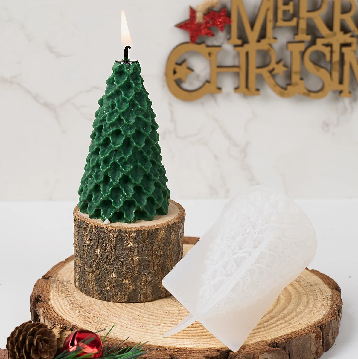 Molde de vela de silicona para árbol de Navidad 3D, herramienta de  fabricación de adornos de Navidad DIY, moldes de fundición artesanal de  resina de yeso, decoración del hogar, regalos artísticos -, image size:1197x1200