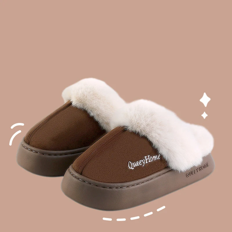 Comwarm Winter Women Cotton Slippers Thick Sole Warm Plush Women Slides Fashion Fuzzy Female Platform Shoes Fluffy House Slipper 5