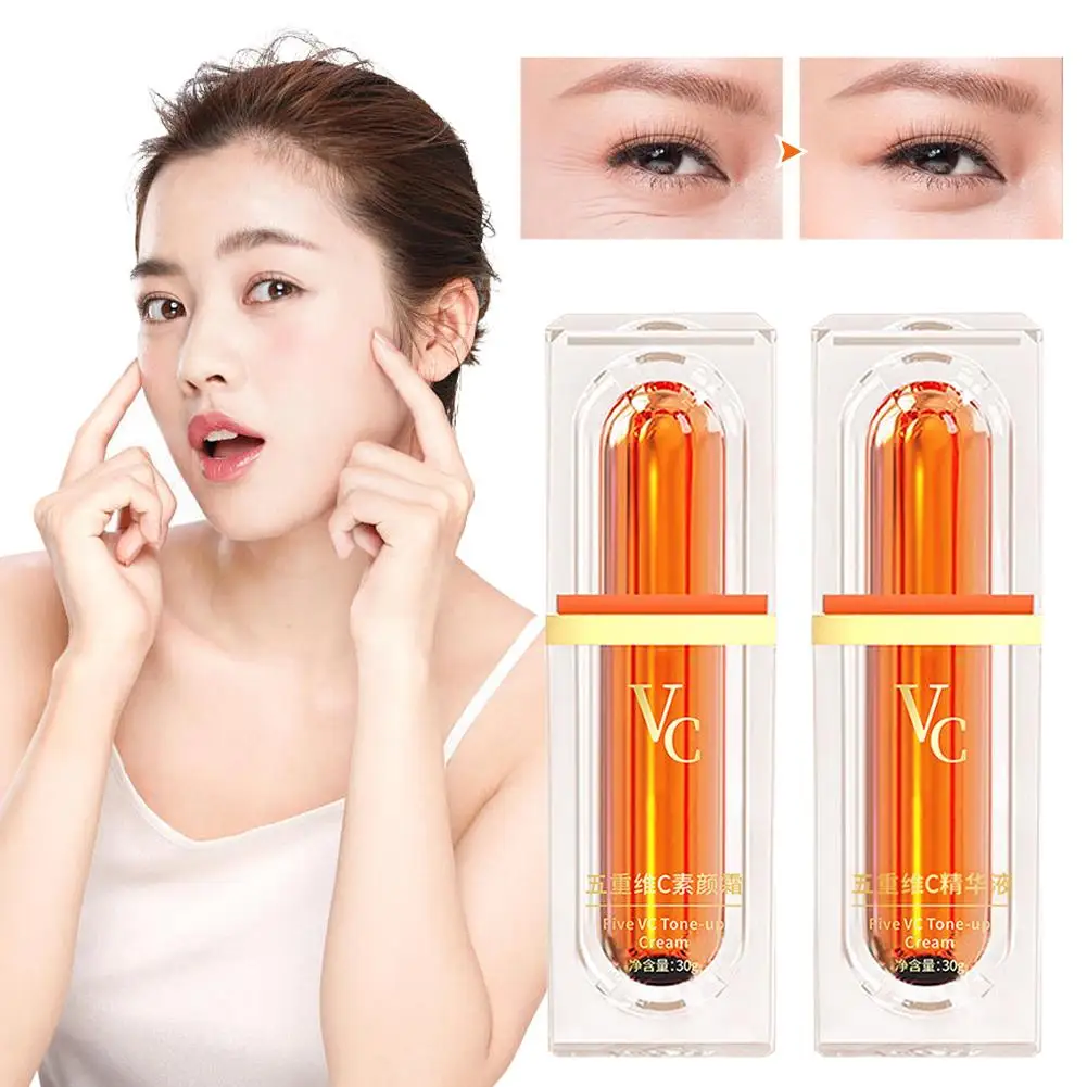 

Five Vitamin C Tone-up Cream VC Whitening Brightening Natural Concealer Cosmetics Makeup Skin Care Lazy Moisturizing Cream R3C4