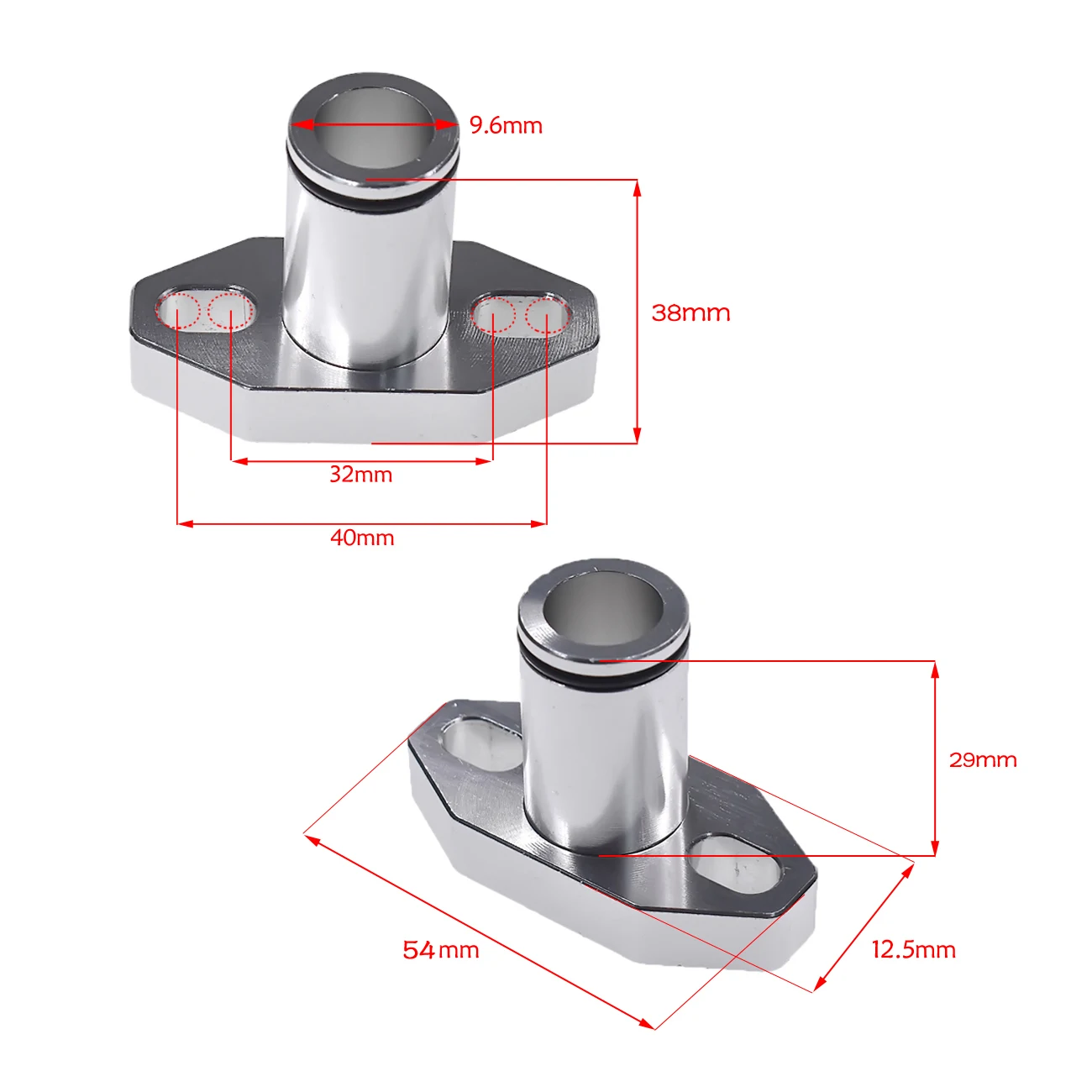 Silver 40MM CNC Intake Manifold & 2x M6*12 Bolt Fits 49cc 66cc 80cc Motorized Bicycle