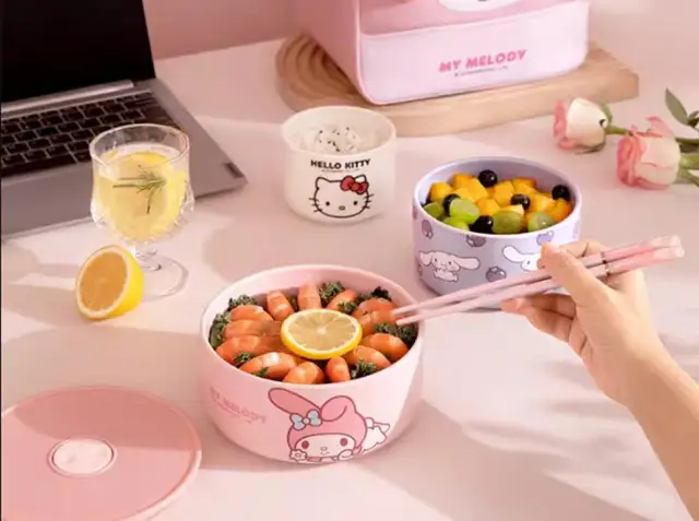 300Ml/500Ml/750Ml Sanrio Hello Kitty Ceramic Bowl Airtight Food Storage  Container Microwave Oven Heating Preservation Lunch Box - AliExpress