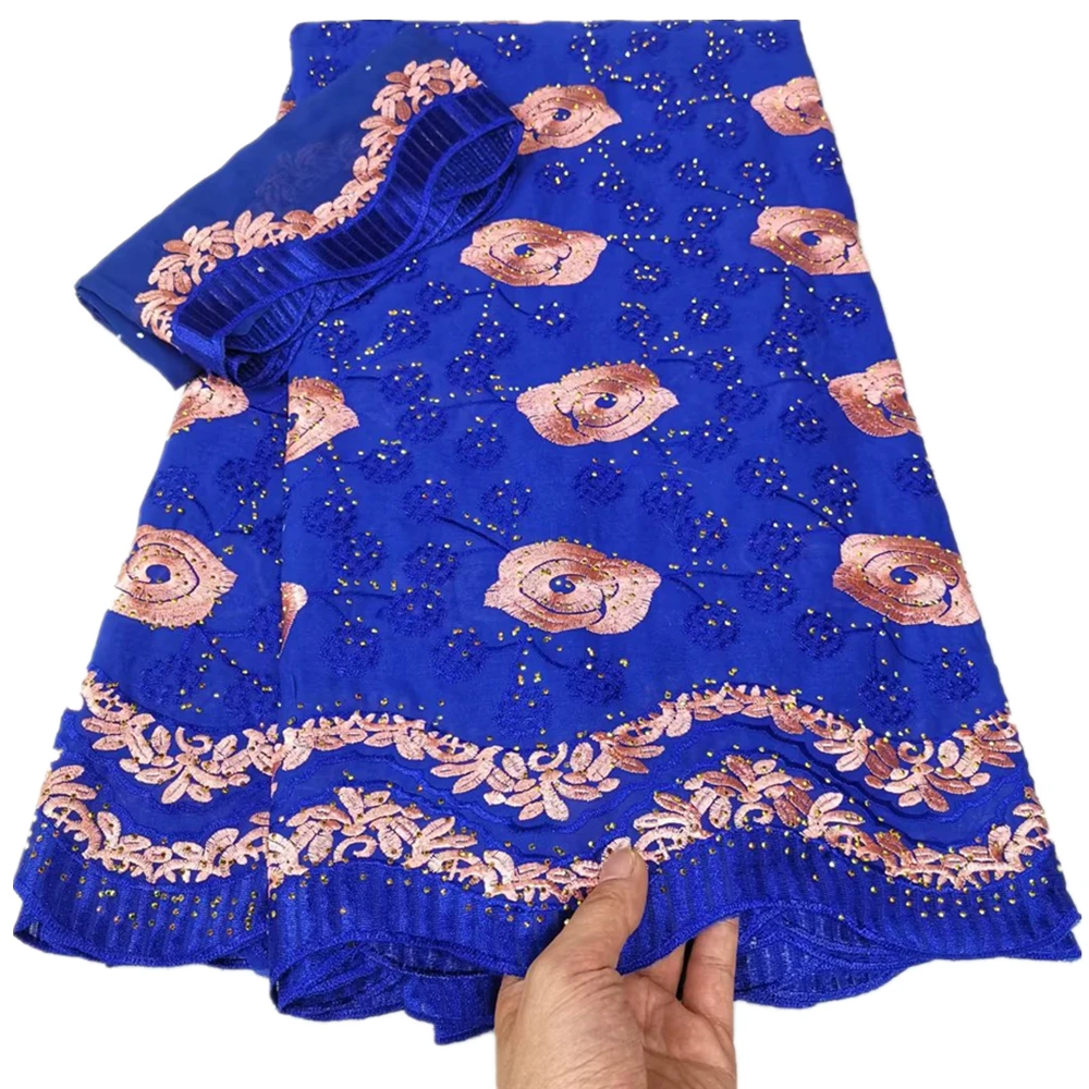 

Blesing African Fabric 2023 High Quality Swiss Voile Lace Embroidered Material 5 Yards