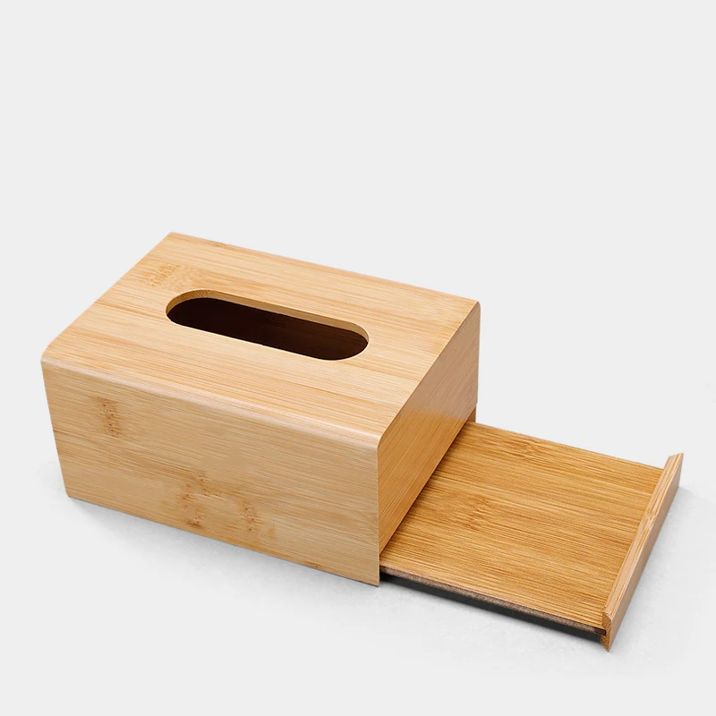 European-style Bamboo Tissue Box Square Rectangular Paper Box Restaurant Hotel Wooden Storage Box Living Room Decoration 3