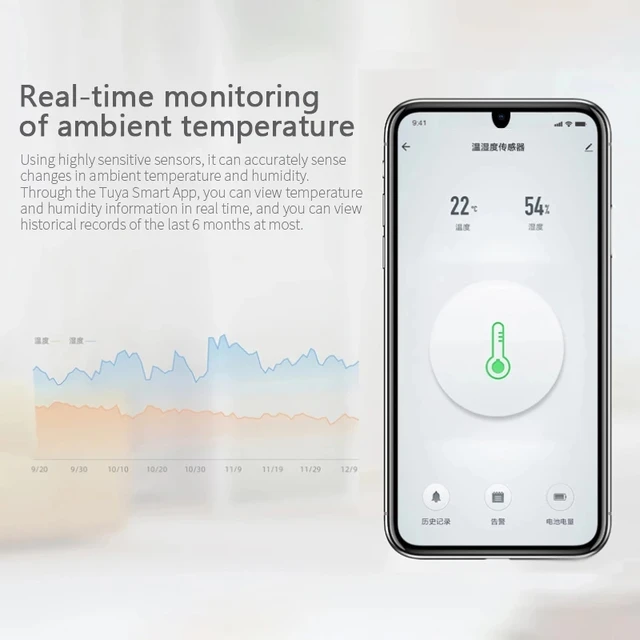 Tuya Zigbee Temperature And Humidity Sensor Voice Control Intelligent Home Hygrometer Real-time Monitoring Voice Alexa 6