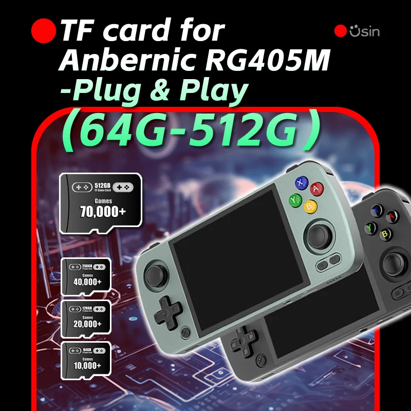 لبطاقة Anbernic RG405M Retro Gaming TF - 70,000+ ألعاب محملة مسبقًا ...