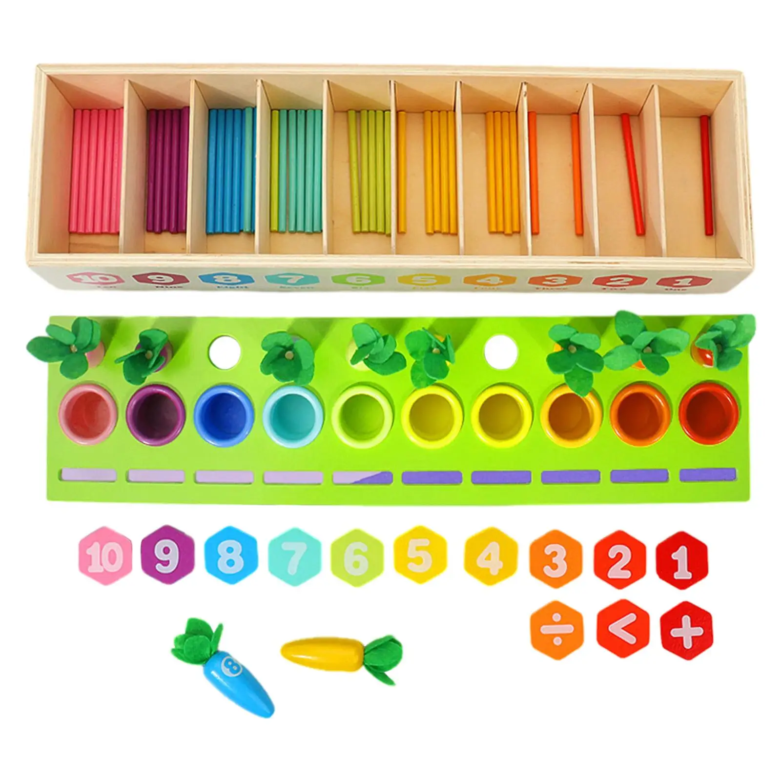 

Montessori Rainbow Counting Sticks Teaching Aids Wood Color Sorting Counting Toys for Game Shape Sorters Preschool Activity Gift