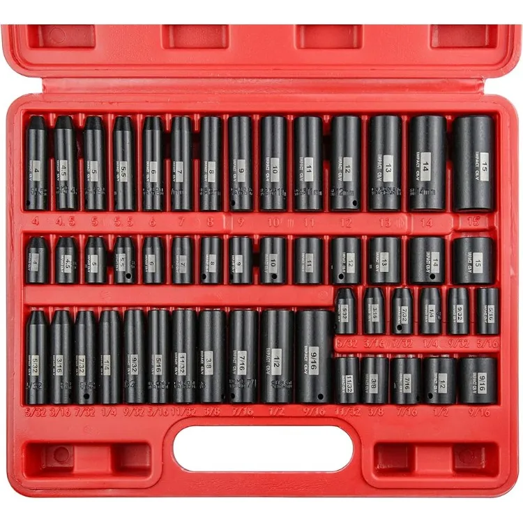 

SEKETMAN 50-Piece 1/4" Inch Drive Deep And Shallow Impact Socket Set, SAE/Metric(5/32-Inch to 9/16-Inch and 4-15mm),CR-V-50BV30