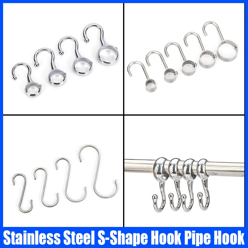 2PCSStainlessSteelS-ShapeHookRoundPipeHookTubeRodHookSHangerHookForKitchen/Bathroom/AiringClothes-AliExpress15