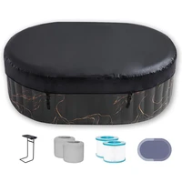 2 Person Inflatable Hot Tub, Oval Portable Blow Up Hottub, LED Light, Outdoor Spa with 100 Bubble Jets, Bathtubs 1