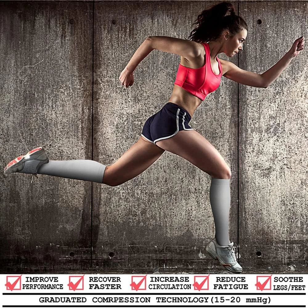 2 Pairs Compression Socks for Women Circulation15-20 mmHg is Best Support for Athletic Running Cycling Gym Travel Sports Workout