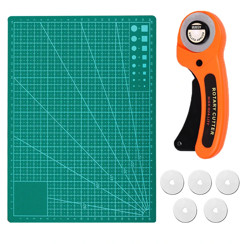 DIY Leather Craft Orange Round Hob Fabric Leather Craft Wheel Cutter Rotary Cutter Tools Blade A4 Cutting Board Rotary Cutter Leather Tool Leather Working Tools Leather Cutting Tool Craft Cutting Tool