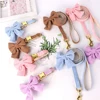 Cute Dog Collar Leash Set With Bowknot Soft Velvet Puppy Dogs Collars Outdoor Pet Walking Lead For Small Medium Dogs Chihuahua 4