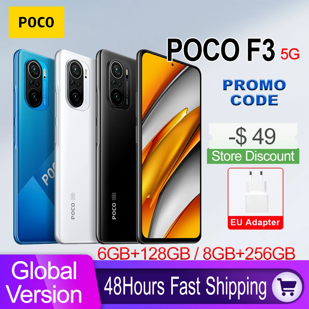 Global Version POCO F3 5G Smartphone Snapdragon 870 Octa Core 6GB 128GB/256GB 6.67" 120Hz E4 AMOLED Display33W Fast Charging 1