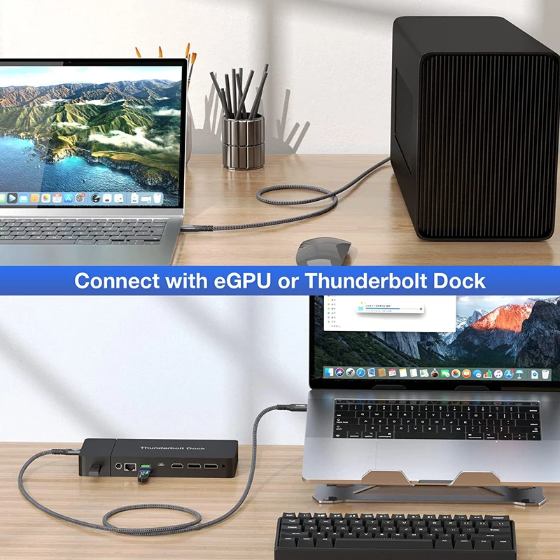 240W USB4 케이블, 썬더볼트 3, 40Gbps USB C 데이터 전송, PD 3.1 140W 240W 충전, 맥북 프로용 8K HDR 비디오 전송과 호환되는 USB C-USB C 케이블.