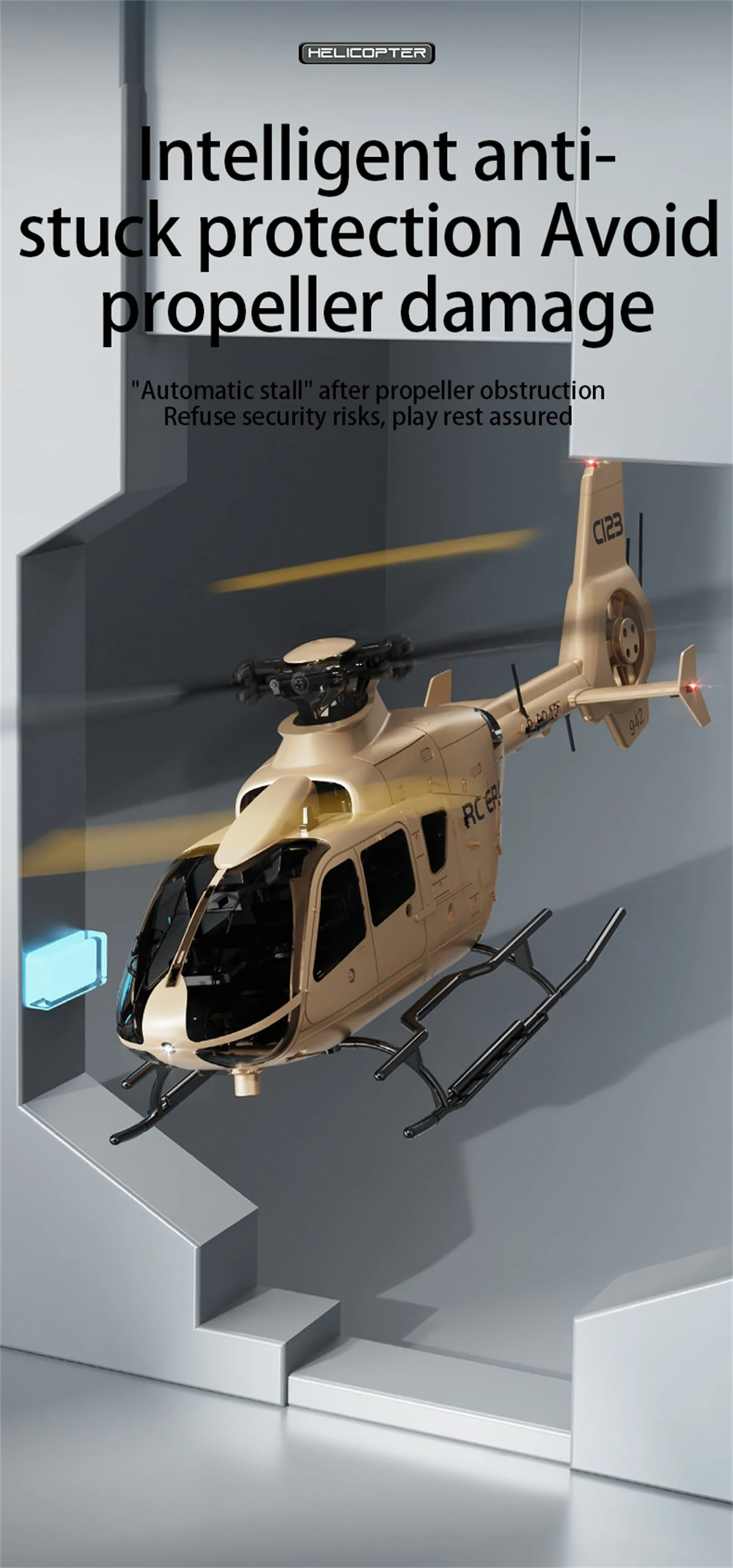 RC ERA C123 2.4G 6CH 6-Axis Gyro Optical Flow Localization Altitude Hold 1:36 EC135 Scale RC Helicopter RTF