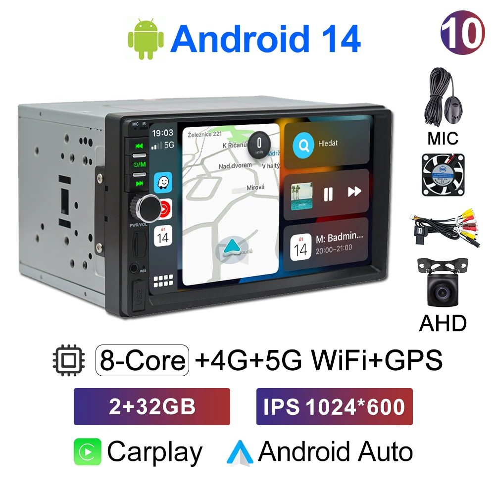 CAIXI Universal Radio 2Din Android 14 Car Multimedia Carplay
