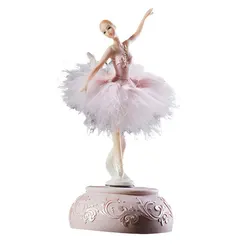 Elegant Ballerina Musical Box - Rotating Dancing Girl Figurine Gift (Pink)