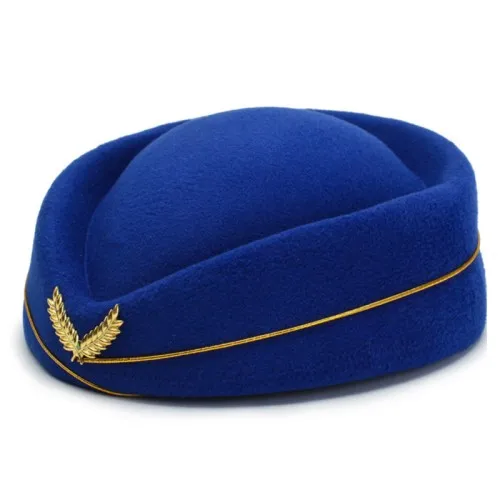 Air Hostesses Hat Women's Fashion Wool Uniform Caps Girl's Fashion Band Hat For Uniform Caps Ladies New 2024 High Quality