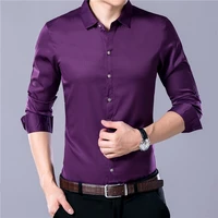 Men's Casual Fashion Business Solid Color Long Sleeved Shirt 6