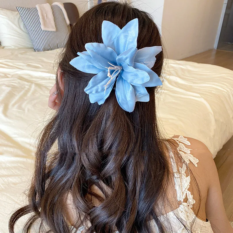 Bohemian Orchid Flower Hair Clip Romantic Bridal Barrettes Women Beach Wedding Holiday Flower Bang Clip Hairpin Hair Accessories 3