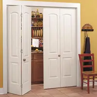 House Decoration 2 Panel White Bifold Closet Door Top Arch Panel Solid Wood Folding Sliding Doors 2