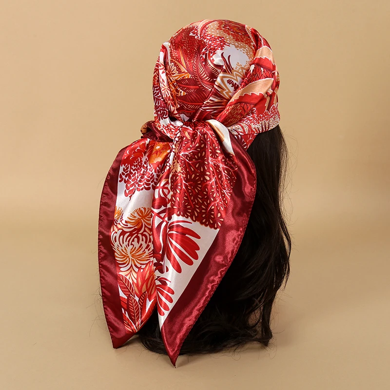 Women Luxury Silk Scarf Zebra Printed Scarves Square 90x90cm Shawl Travel Headscarf Hijab Bandana Neckerchief Foulard 4