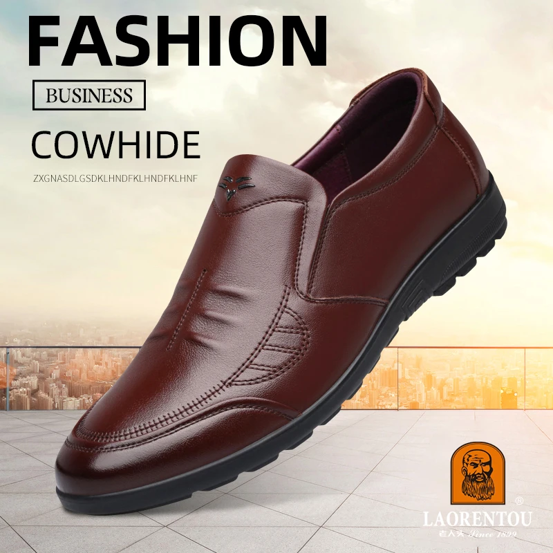 LAORENTOU business casual leather shoes, men's breathable genuine leather dad shoes, soft soled driving shoes, size 36  112069 4