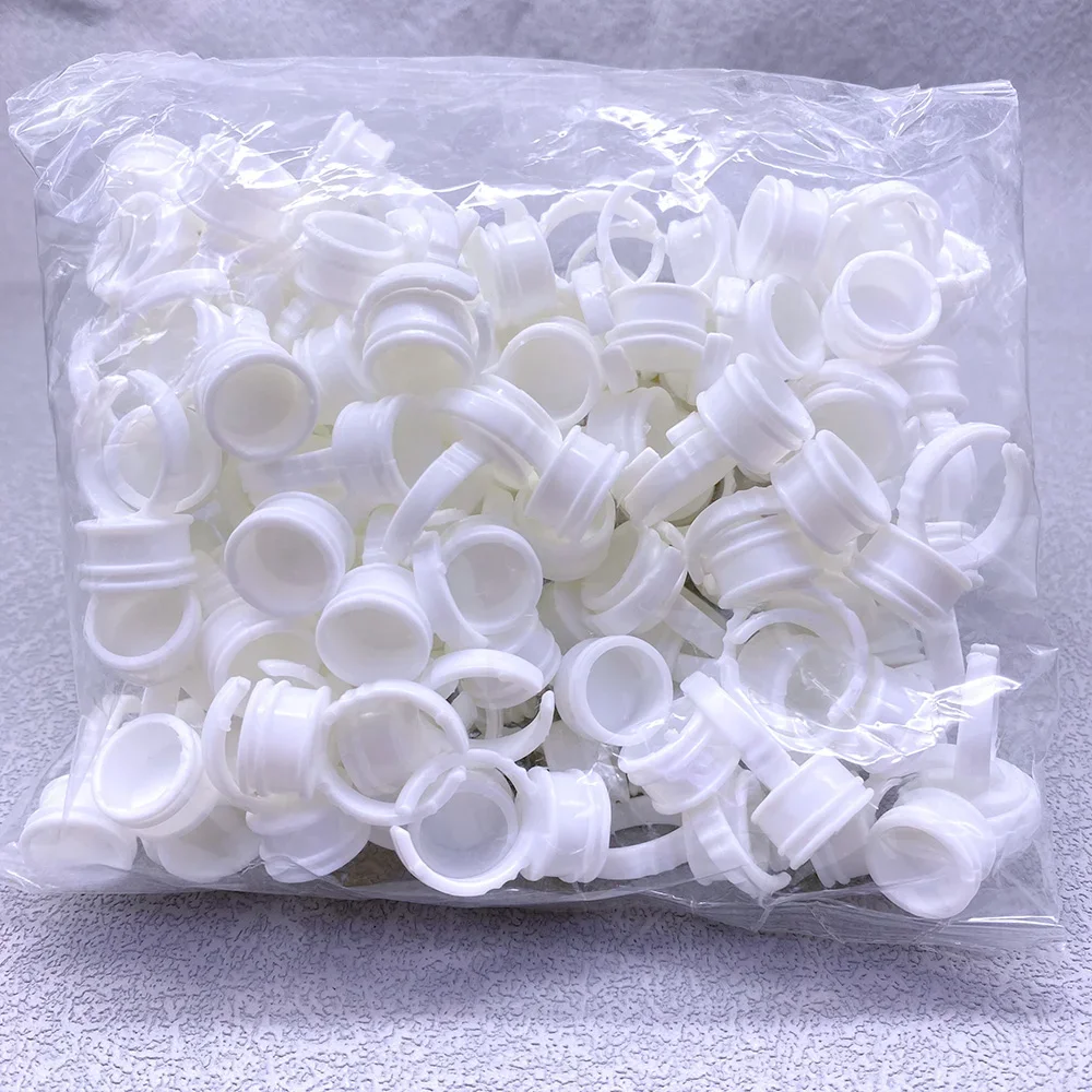 Zanse 100Pcs Eyelash Extension Glue Ring Cup Tattoo Pigment Holder Delay Cups Eyelash Extension Supplies Glue Ring Cup
