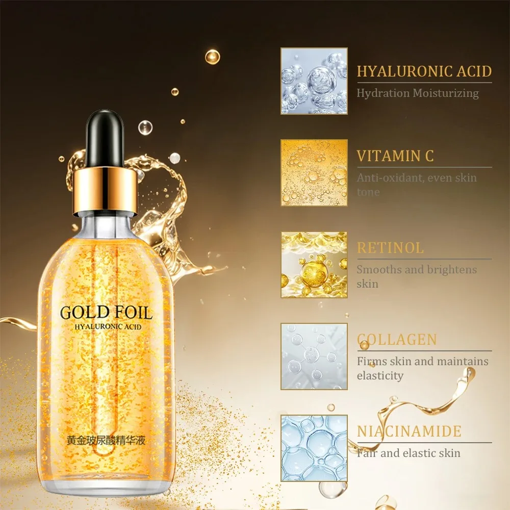 Facial Serum 24K Gold Hyaluronic Acid Anti-wrinkle Anti-aging Brightening Moisturizing skincare Essence Face Care