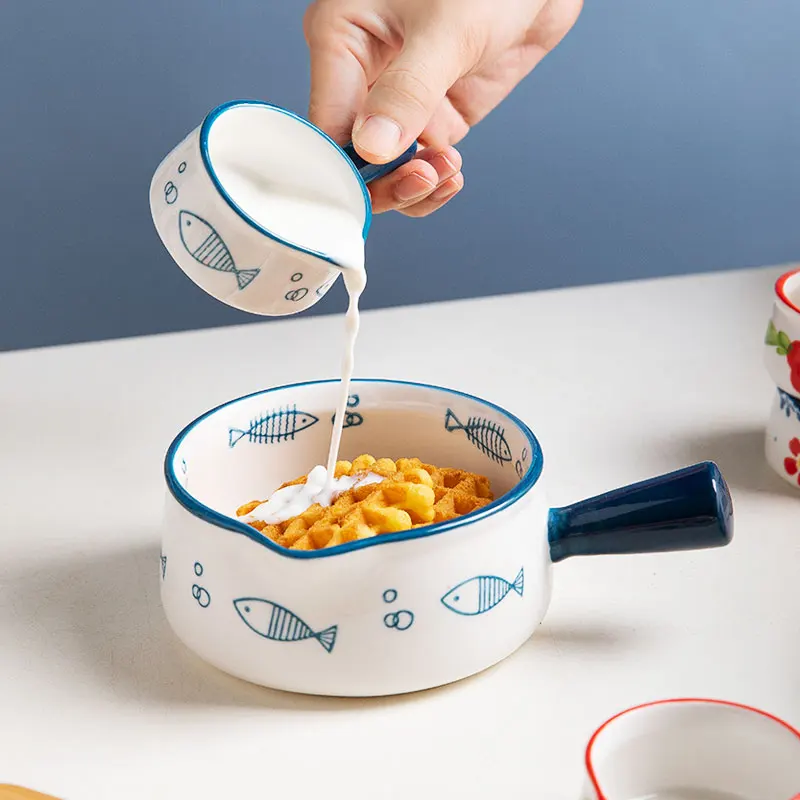 Ceramic sauce boat, finger bowl, milk pouring pot and guiding bowl, can enter the oven