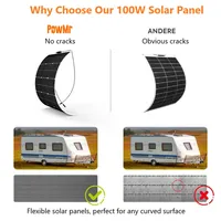 Panneau solaire flexible monocristallin en silicium PowMr 100W 18V, étanche, ultra fin et léger, en PET et EVA, pour système solaire, camping-car, bateau, camping, alimentation hors réseau 3