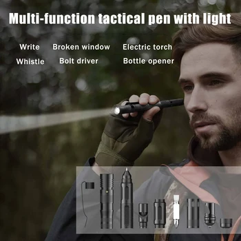 Multifunctional Ballpoint Pen With 100LM Flashlight Tactical Self-Defense Pen Fragile Window Breaker EDC Outdoor Survival Tool 2