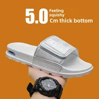 Men's Summer Fashionable Outdoor Sandals Air-Cushioned Flat Slippers Soft-Soled Beach Shoes with Magic Tape Vietnamese Slippers