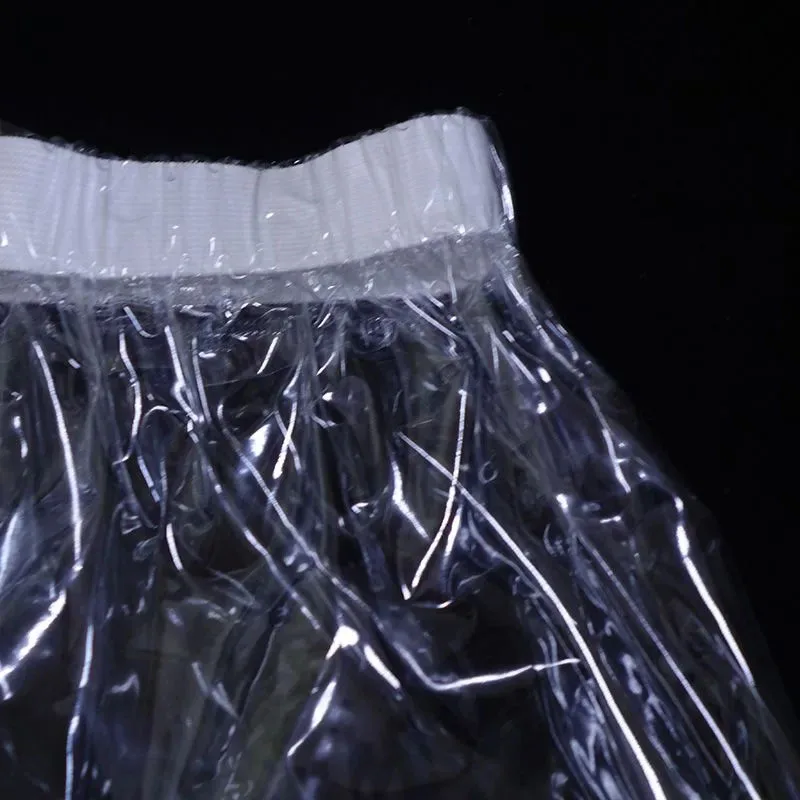 투명 커플 PVC 플라스틱 바지 ABDL 성인 페티쉬 복서 반바지, 부드럽고 부드러운 무소음 방수 실금 기저귀 팬티