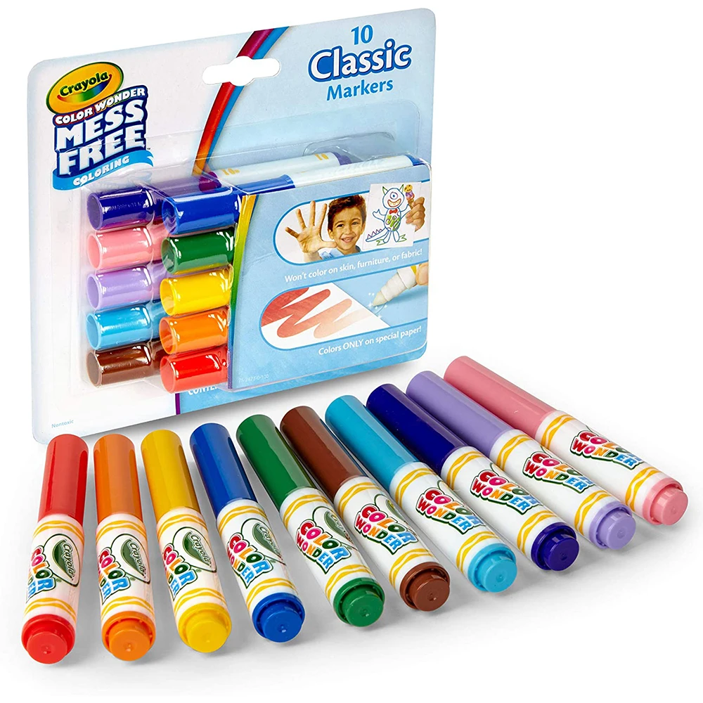 Picture Book Tool 10 Colors Crayola Color Wonder Markers Children's Mark Kindergarten Learning Gifts for Kids |