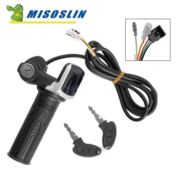 36V 48V 60V Acceleratore Grip E-bike Manubrio con Blocco Ebike Bicicletta Elettrica Scooter Acceleratore Indicatore di Alimentazione Chiave Display A LED