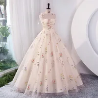 Luxury Floral Embroidery Long Prom Evening Wedding Shooting Dresses Women 2025 Summer Party Formal Occasions Reception Dress - Image 3