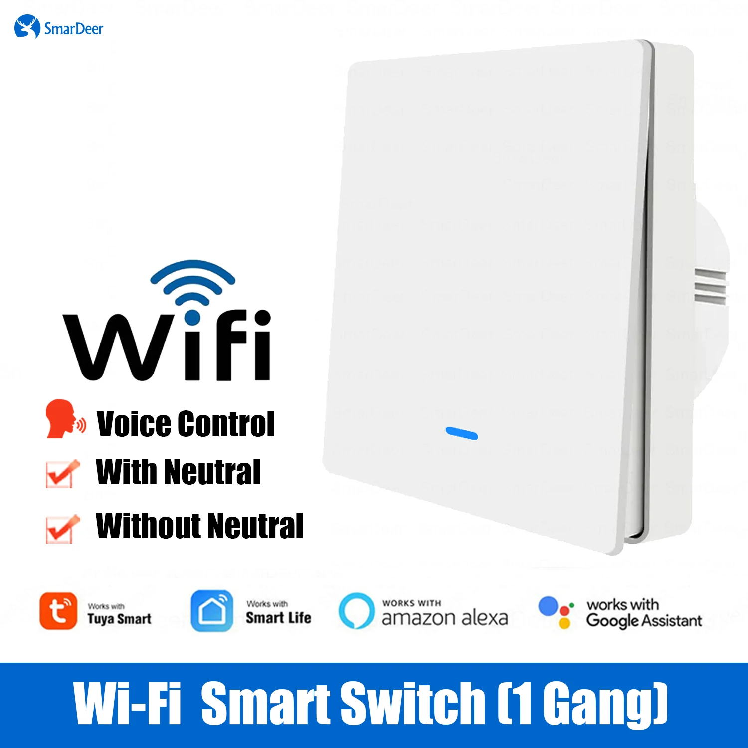 สวิตช์อัจฉริยะ Tuya ไม่ต้องใช้สายกลาง ใช้งานร่วมกับ Alexa, Google Home และสวิตช์ติดผนังแบบ WiFi 1