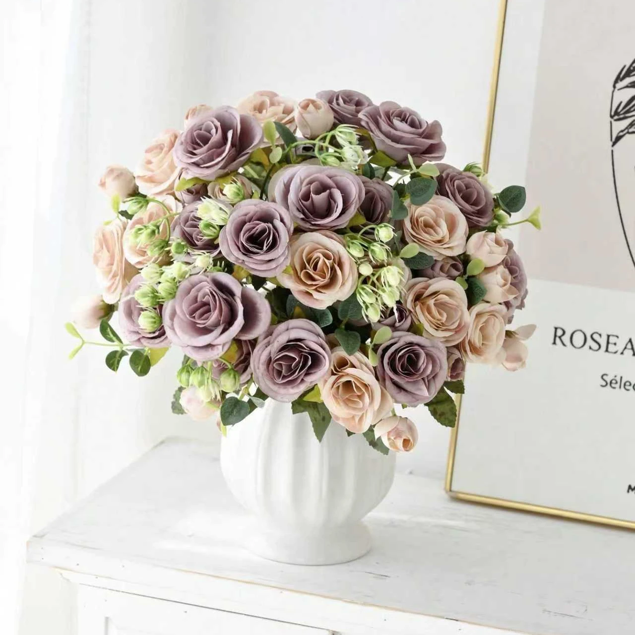 Künstliche Blumen Hochzeit Party Heim Zimmer Tisch Valentinstag Deko Brautstrauß Outdoor Garten Seiden-Pfingstrosen Hortensien Arrangement – Detail 4