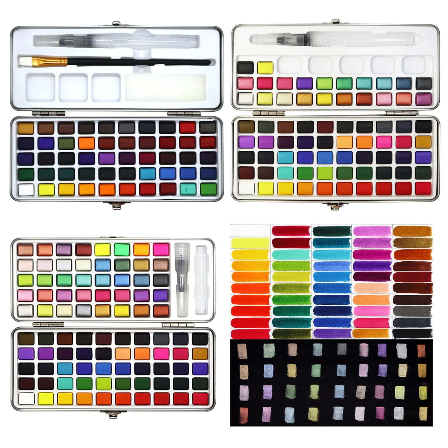 Portable Solid Pigment Water Color Paint Set Solid Watercolor Set with Watercolor Brush Pen for Painting Art Supplies for Artist