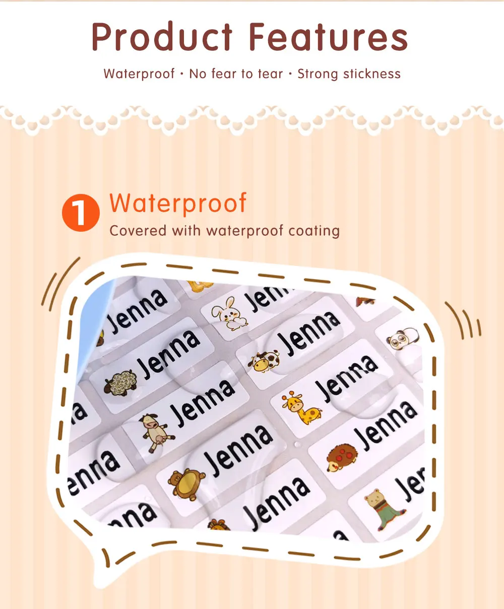 Description Picture 6 of item200pcs Custom Name Sticker In Hebrew Waterproof Labels Kids Decals Personalized First Name Tag for Children School Stationery