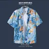 Men Street Fashion Summer Daily Shirt Hawaiian Cartoon Print Casual Loose Shirts Short Sleeve Beach Loose Tops 6