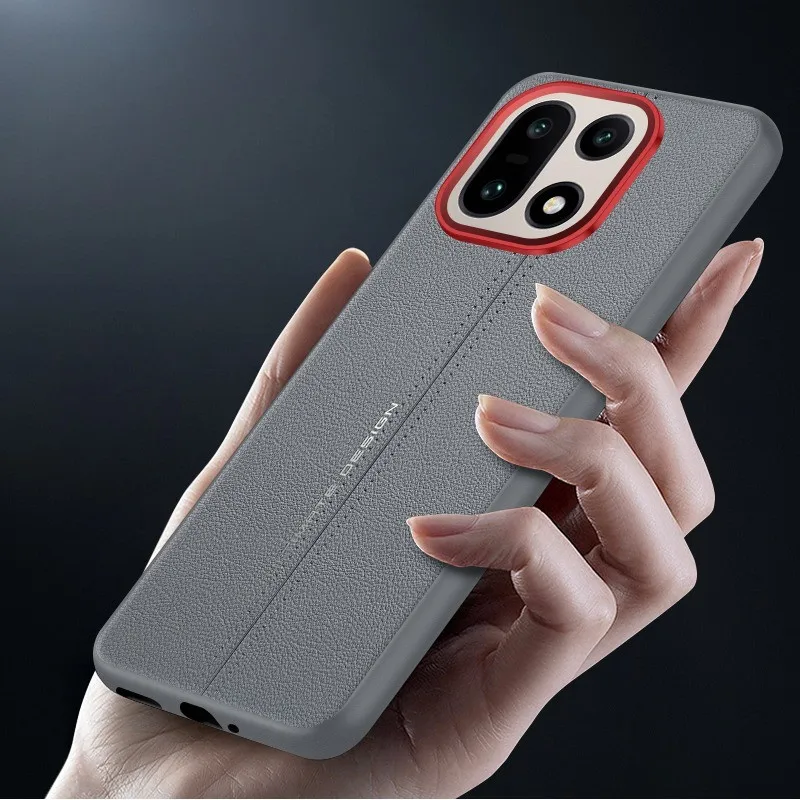 ELVEV Light Luxury Line Pattern PU Leather Full Protection Phone Case