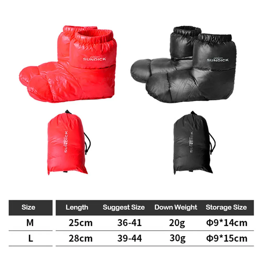 Winter Down Boots Windproof Warm Soft Sleeping Slippers Adjustable Drawstring Socks Mountaineering Boots with Storage Bag
