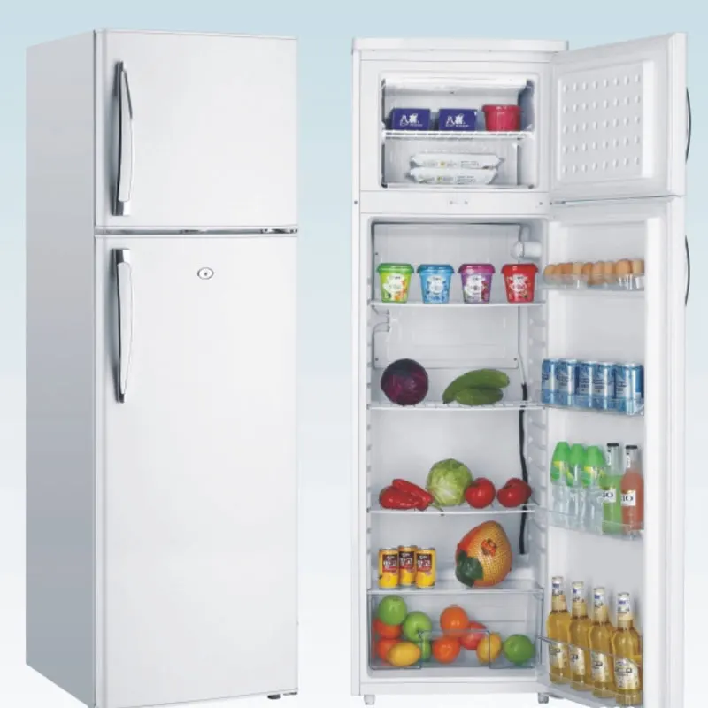 Home Double Door Top-freezer 250L DC 12v Solar Power Car Refrigerator RV Upright Refrigerator For Sale