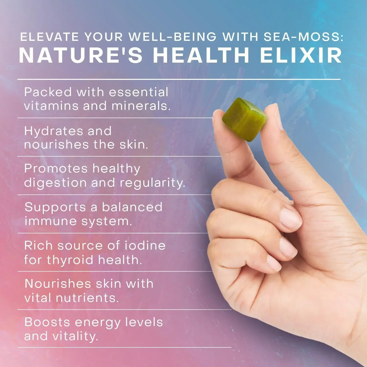 1 bottle seaweed gummy candy has a glossy appearance Seaweed has low calories provides nutritional supplements